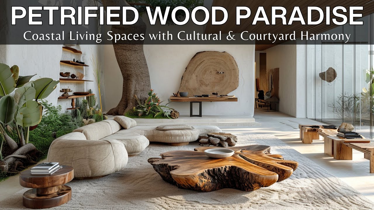Petrified Wood Paradise Crafting Coastal Living Spaces with Cultural Elegance and Courtyard Harmony