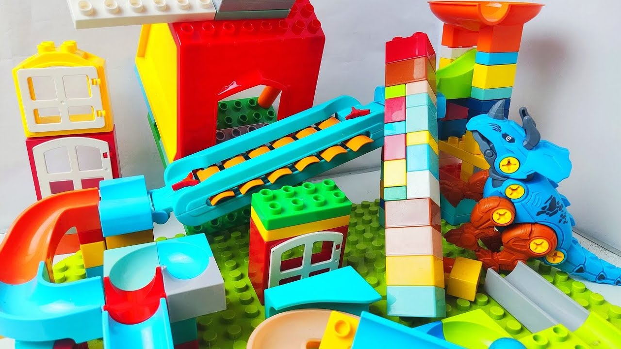 Satisfying Building Block Coaster Marbles Run Race ASMR - Relaxing Duplo Marble Race