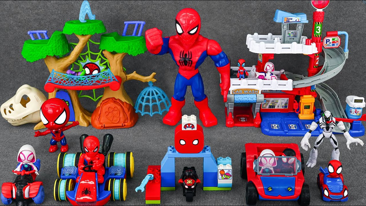 Marvel Spiderman Collection Unboxing Review| LEGO Fast and Friendly Garage| Dino-Webs Treehouse