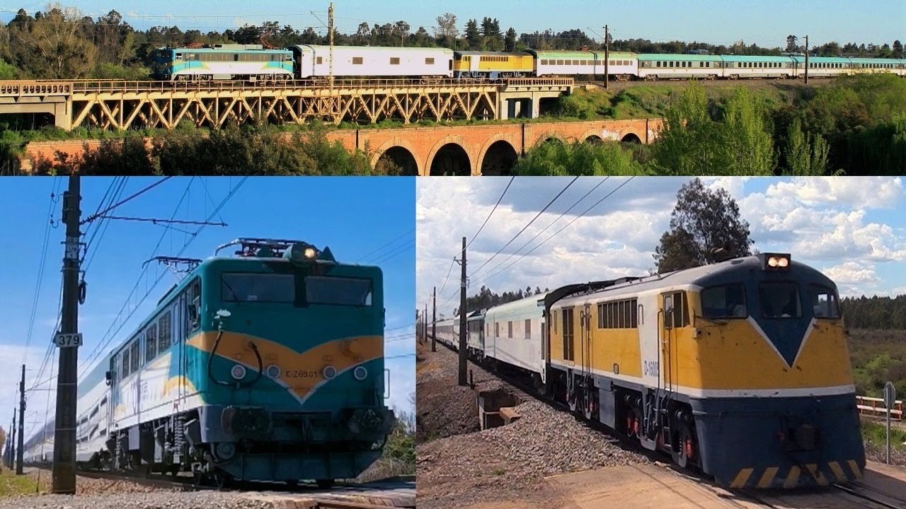 Tren de pruebas Santiago-San Rosendo con locomotora eléctrica E-269-01 y locomotora diésel D-16005