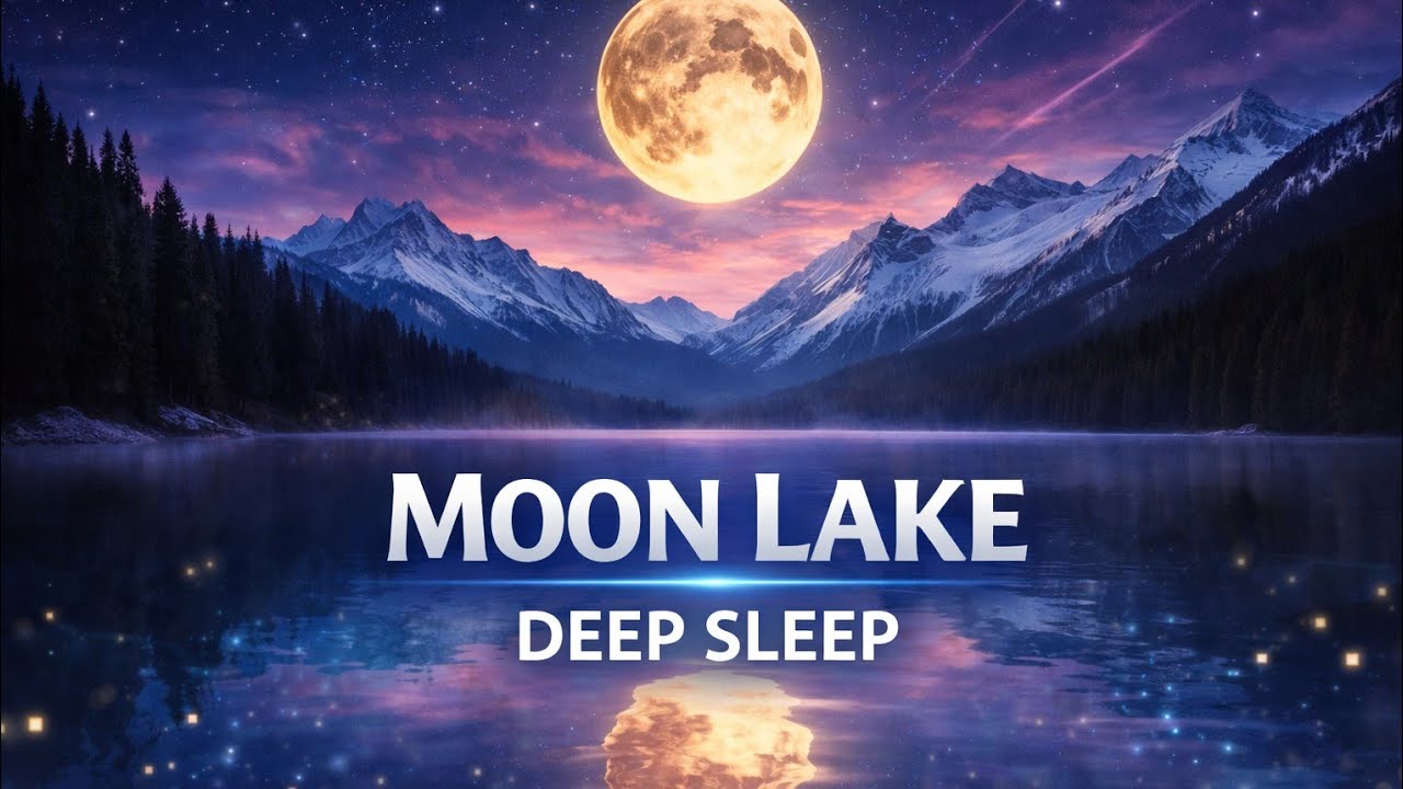 Moonlit Mountain Lake 🌕 2 Hours of Gentle Water Laps & Acoustic Guitar Relaxing Music