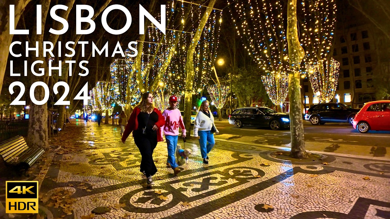 LUZES DE NATAL LISBOA 2024 - Av. da Liberdade 🎄🎅 ⛄️  4K HDR