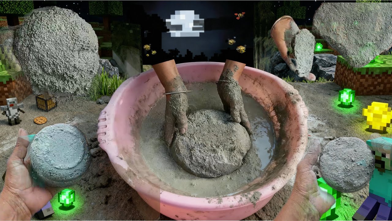 NEW🤭White Concrete Grainy Cement Sand Dry Claypot & Water Crumbling🤤Satisfying Sand Crush#happiness 