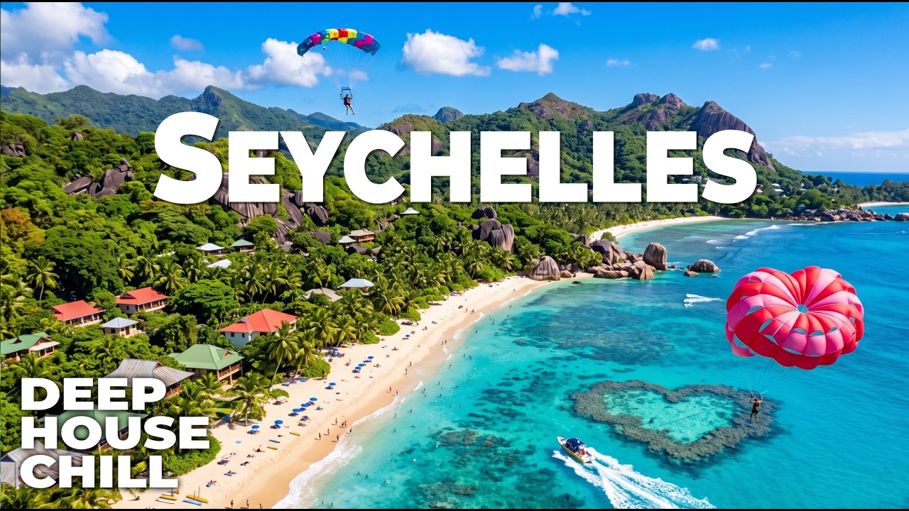 Seychelles 4K Ocean Therapy 🎧| Crystal-Clear Lagoons, White-Sand Beaches & Soft House Music  🌊