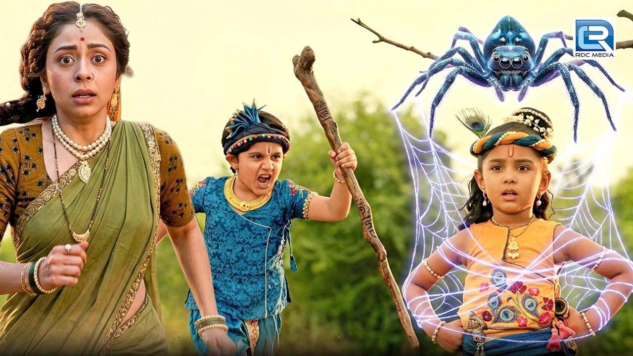 दैत्य मकड़ी के जाल में कान्हा को फंसा देख बलराम भागे बचाने | YMKN | Baal gopal | Latest Epiosde
