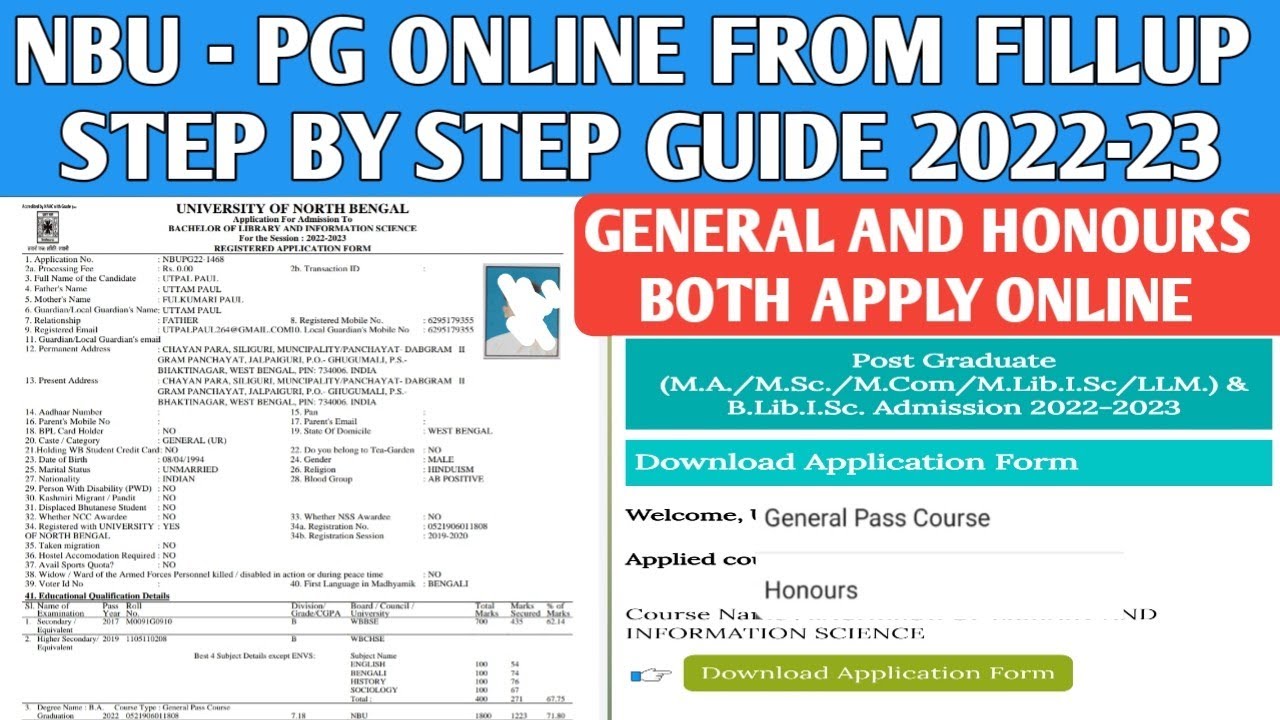 NBU - PG Online From fillup step by step 2022-23 || Pg admission 2022 || Pg online application