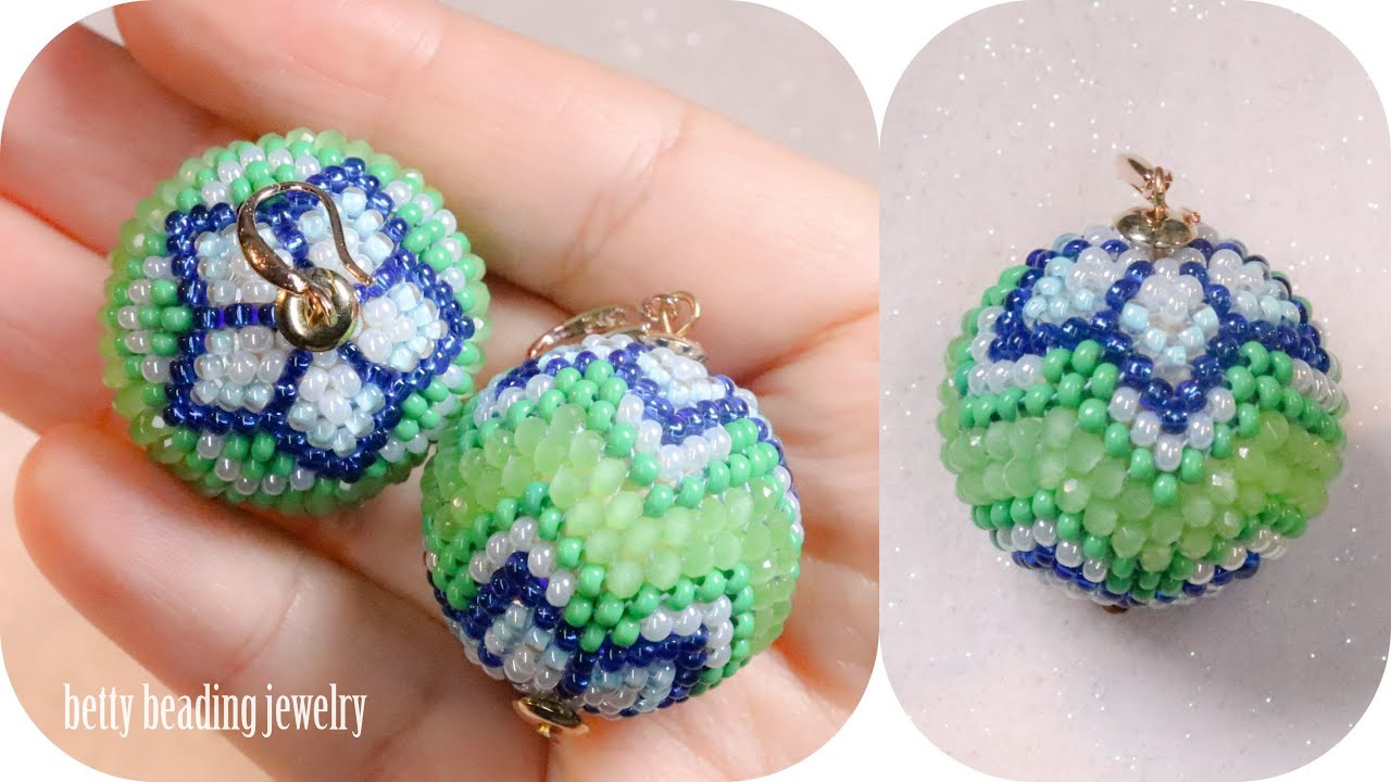 Beaded Ball earring  elegant and stylish model  for earring ,pendant ,key holder.beading tutorials