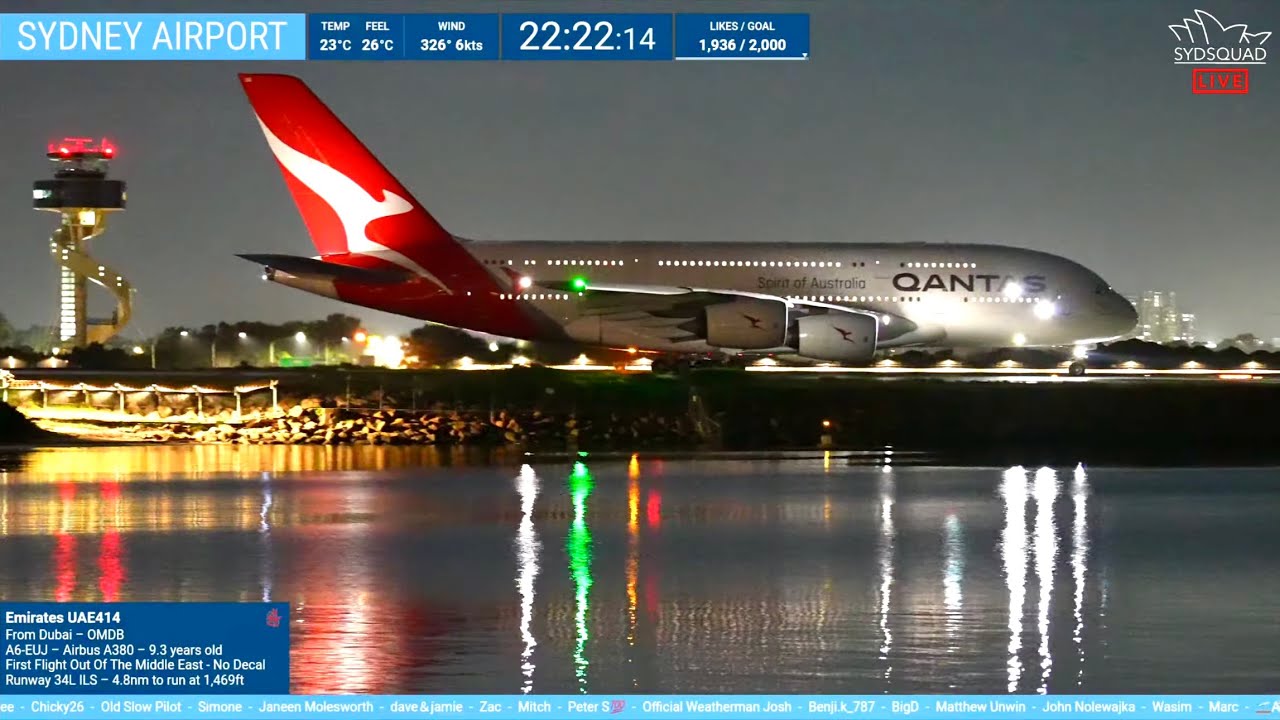 🔴LIVE - Emirates Returns From Dubai EK414 - Night Plane Spotting @ Sydney Airport - 4.3.26 🔴