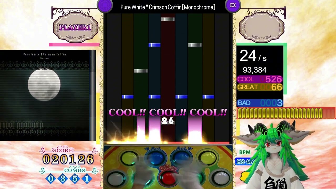 [pop'n music PMS] ●15 Pure White † Crimson Coffin [Monochrome] HARD CLEAR AA