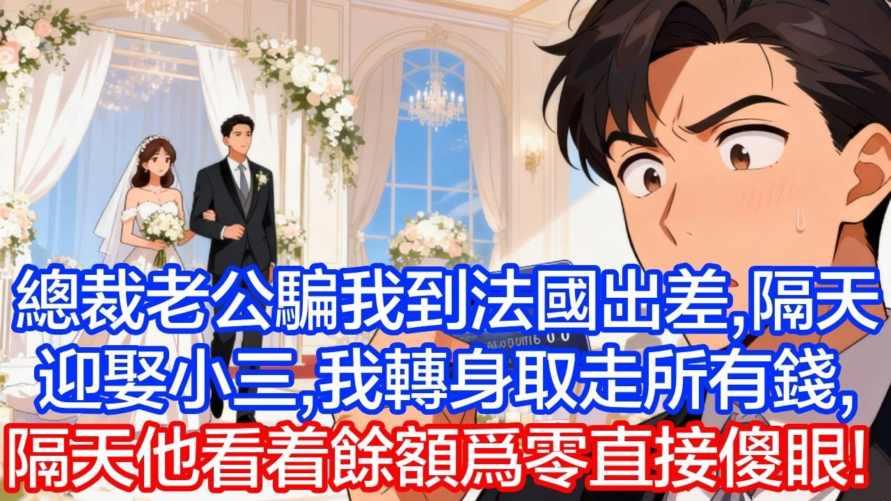 总裁老公騙我去法國出差，隔天就迎娶小三，我轉身取走卡裡所有錢，隔天他看著餘額為0傻眼了！