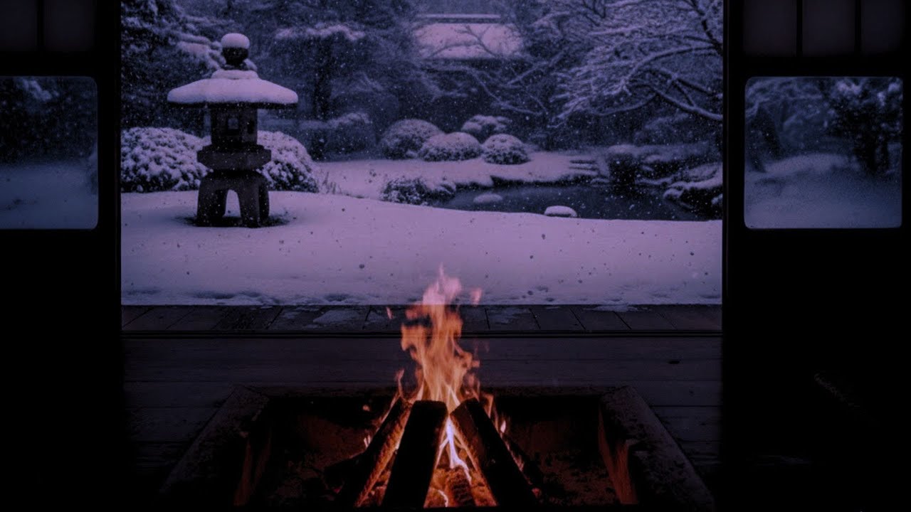 Deepest Sleep BGM | 雪降る夜の囲炉裏と焚き火｜Soothing Fireplace in Snowy Zen Temple