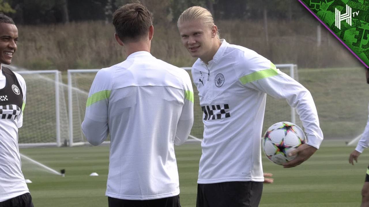 Erling Haaland UP CLOSE! | Man City stars train ahead of UCL opener against Sevilla