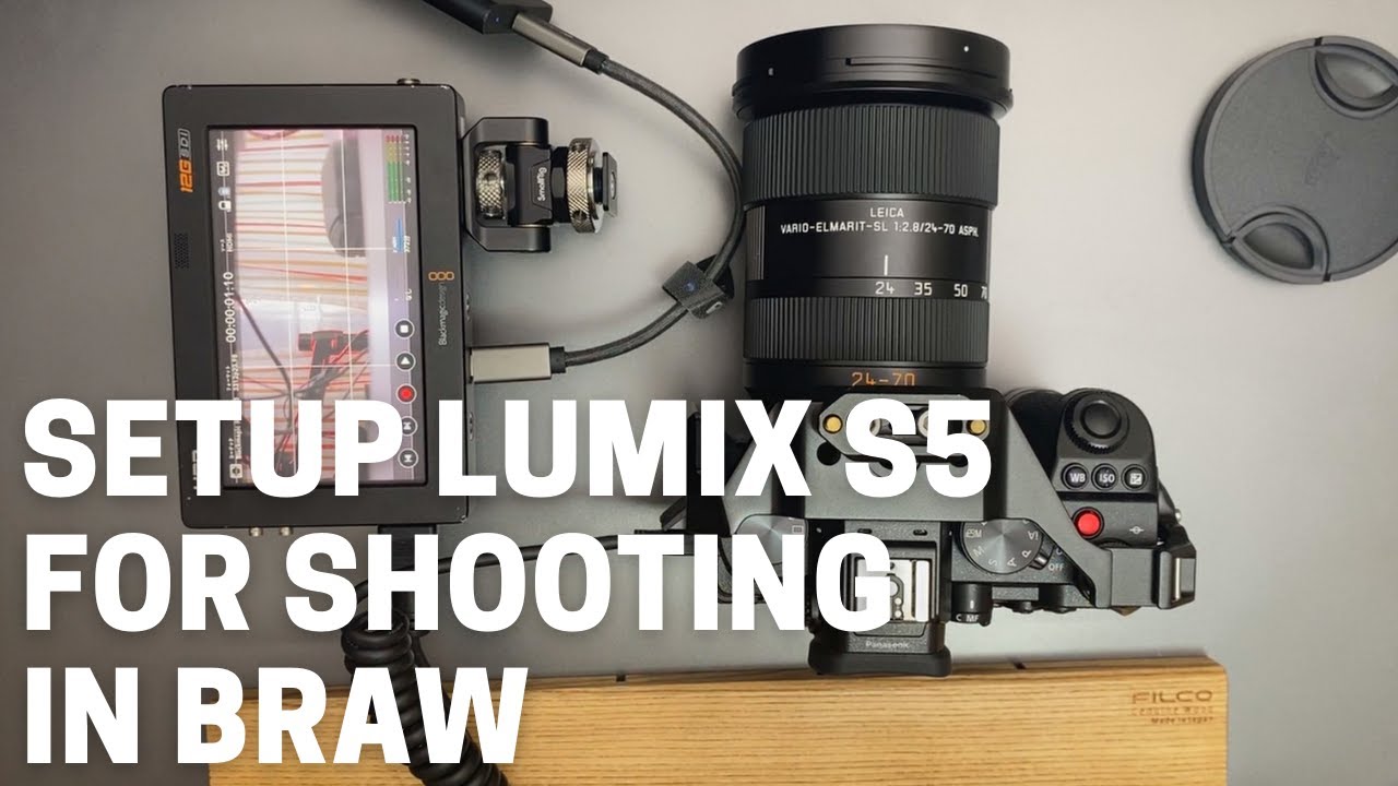 Lumix S5 setup for shooting in BRAW (blackmagic raw) using video assist 12G HDR
