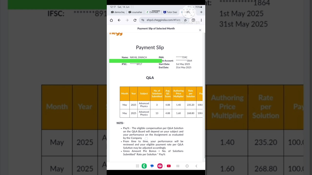 &ldquo;₹XX,XXX from Chegg Expert in MAY! | My Chegg Income Revealed 💸🔥&rdquo; #viral #cheggEarnings
