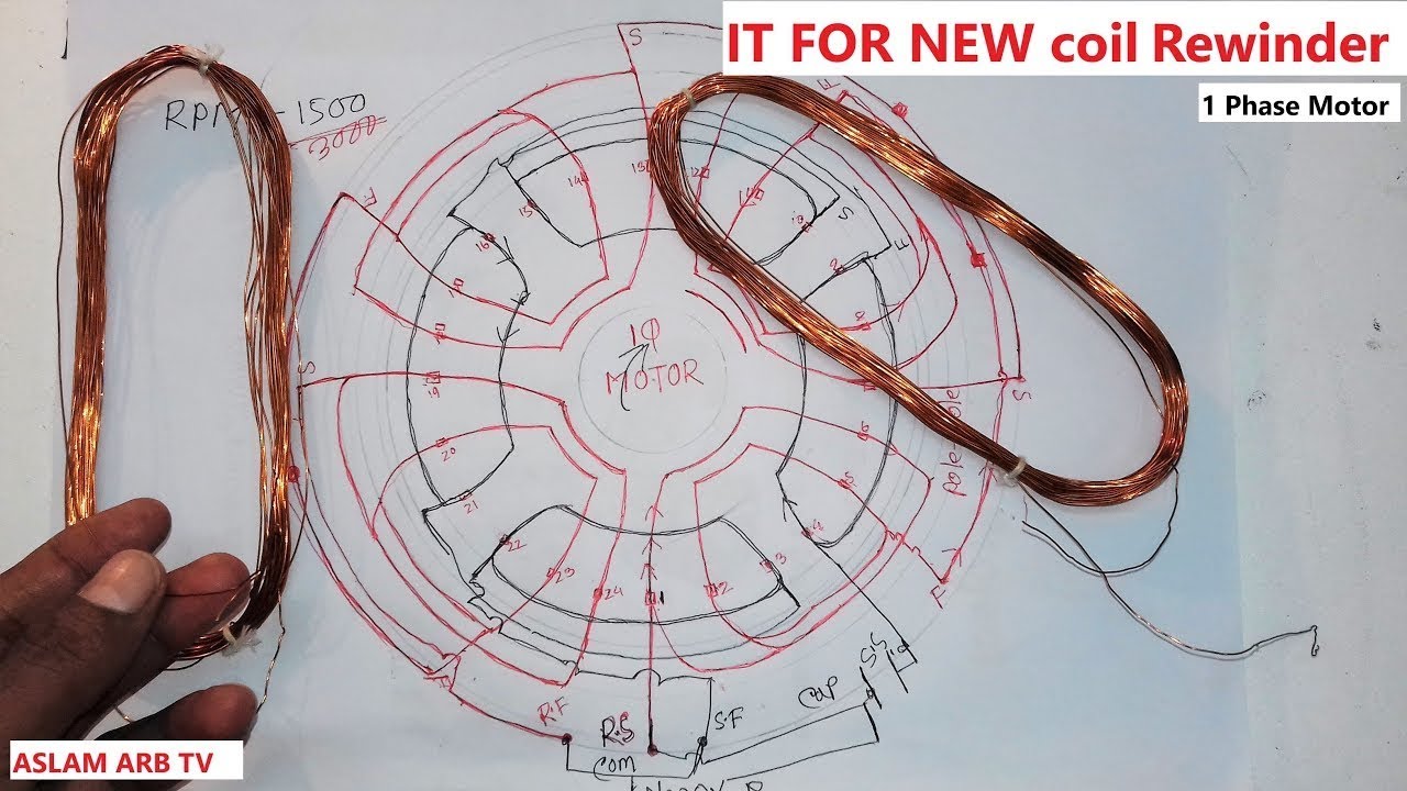 Easy coil winding system ,  নতুনদের জন্য 1Phase Motor Basket winding  easy way. RPM 1500.