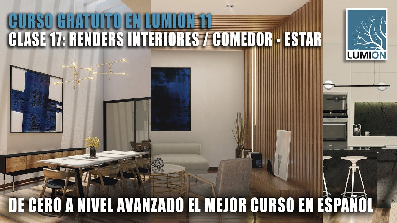 RENDERS INTERIORES REALISTAS  EN LUMION 11 COMEDOR Y ESTAR