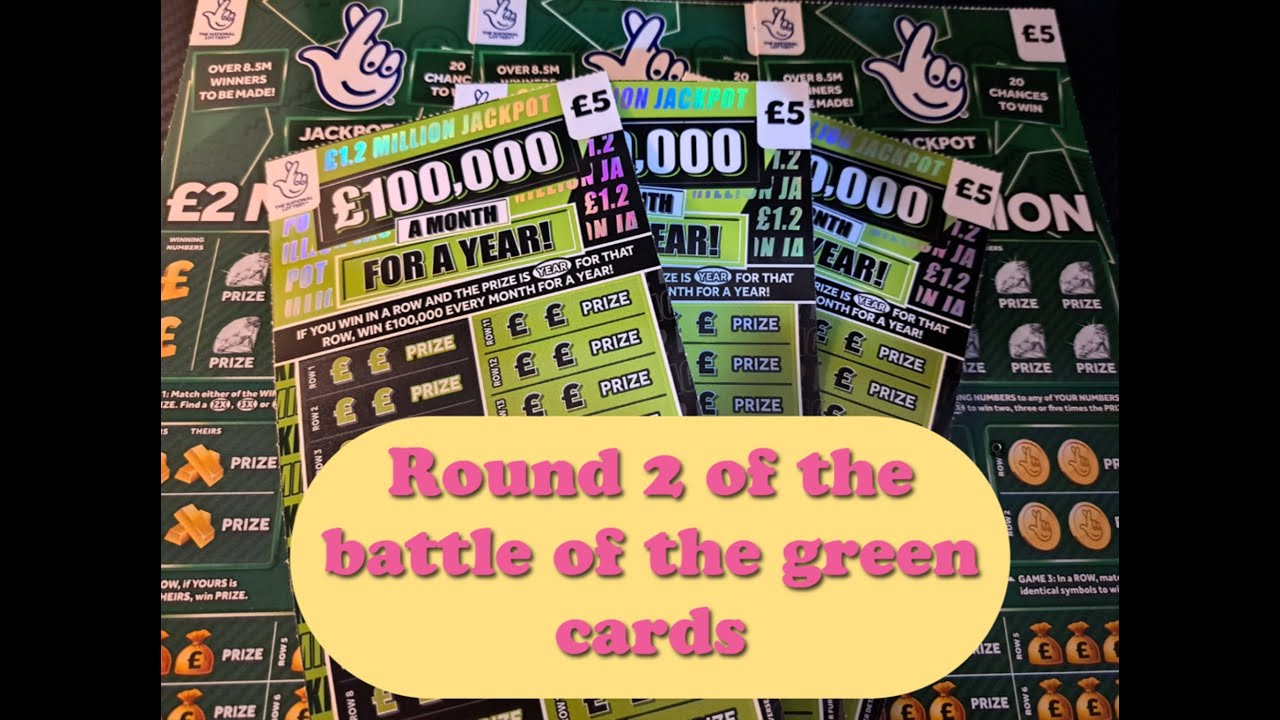 round 2, £2 million green vs £ 100,000 a month for a year scratch cards