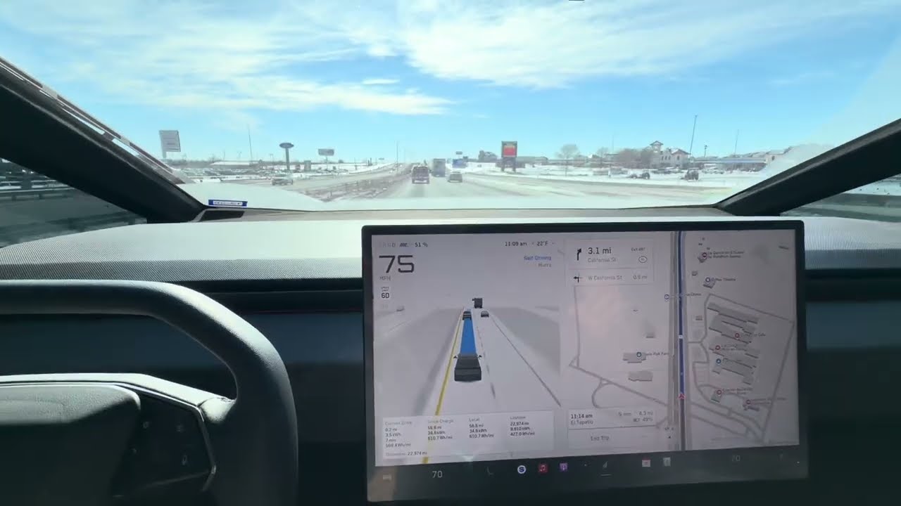 Tesla Cybertruck FSD 14.2.2.4 в условиях ледяного холода и строительных работ — это ОТЛИЧНО!! @te...