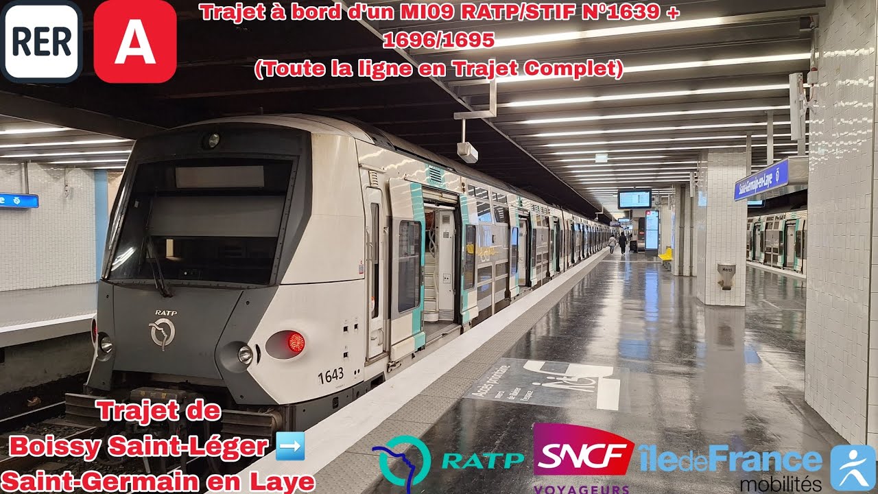 🚉RER A (RATP/SNCF) : MI09 RATP/STIF N⁰1696/1695 : Boissy Saint-Léger ➡️ Saint-Germain en Laye #ratp