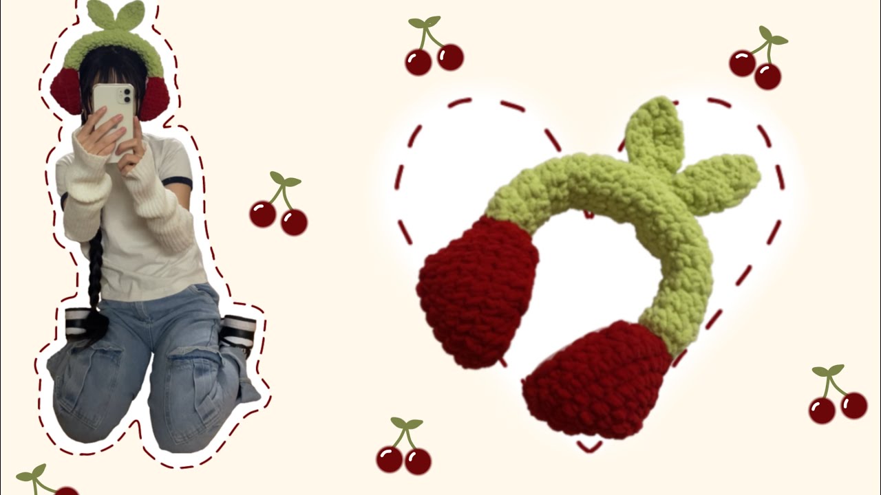 cherry headphone covers | crochet tutorial ♡