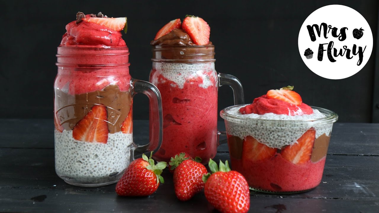 Sensationelles Schoko Erdbeer Chia Schichtdessert | vegan