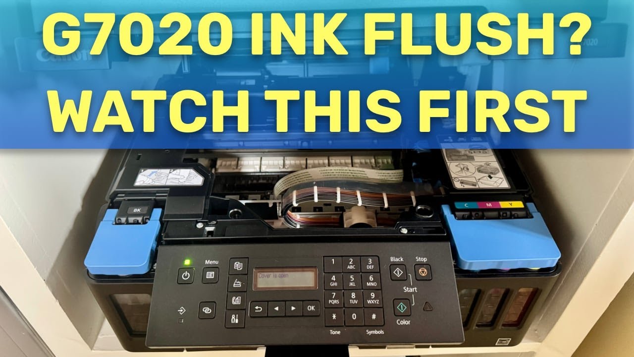 Canon G7020 how to fix clogged printhead, cleaning, deep cleaning, ink flush