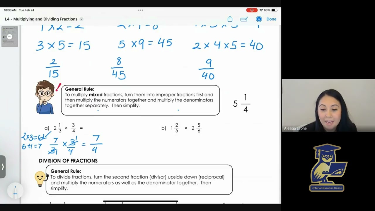 MTH1W: Multiplying and Dividing Fractions