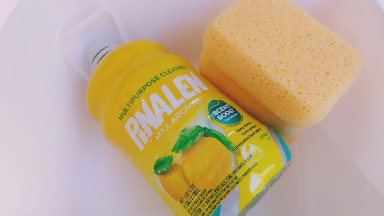 ASMR THICK Yellow PINALEN+ Mini Sponges SQUEEZING | Ty-D-Bol Pine BLUE RINSE