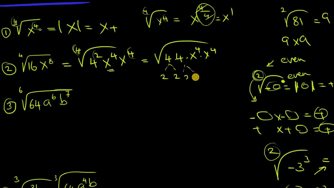 examples on radicals PreCalculus Part 1/ 2 مسائل على الجذور حسبان تمهيدي