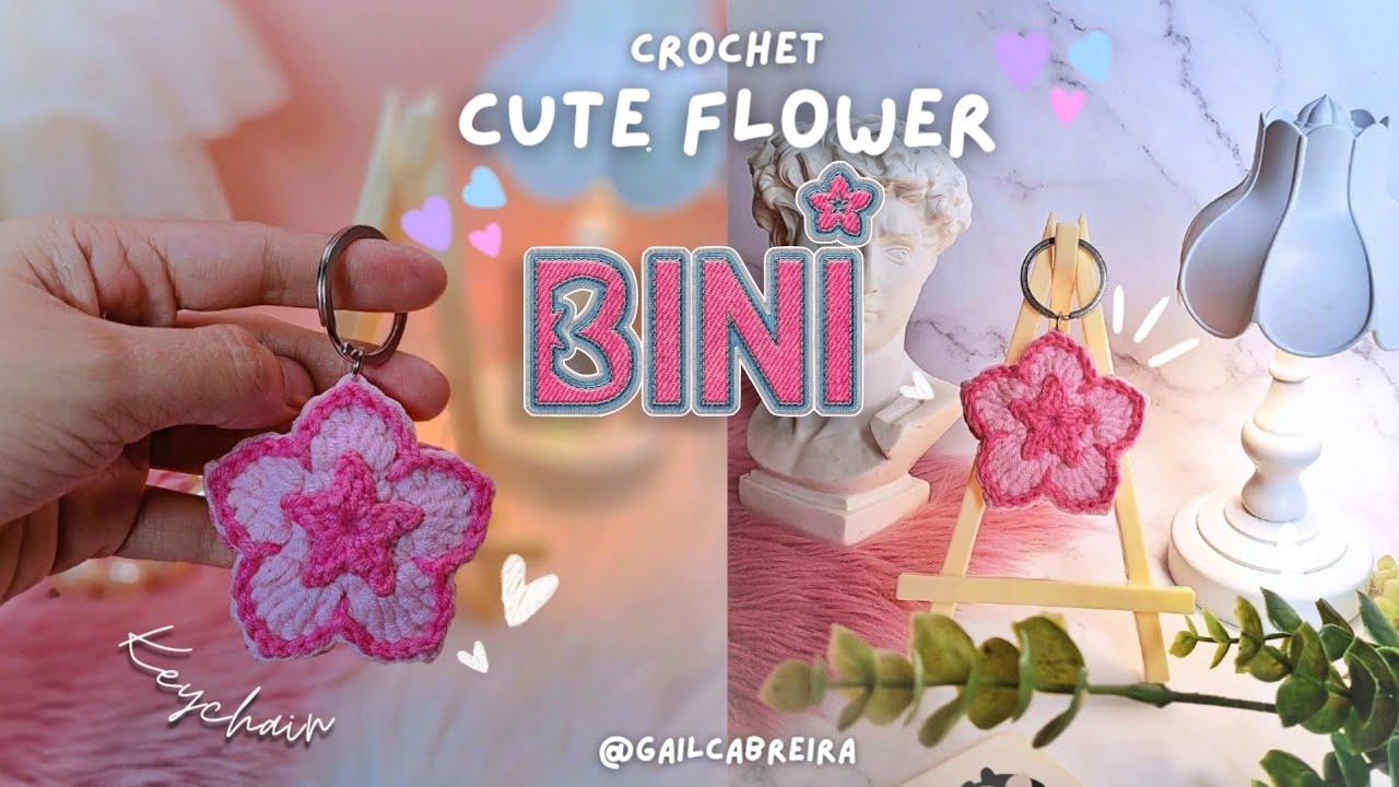 Crochet BINI Flower keychain / Bag charm 🌸 | Crochet Flower Applique, hair clip / hair tie, etc.