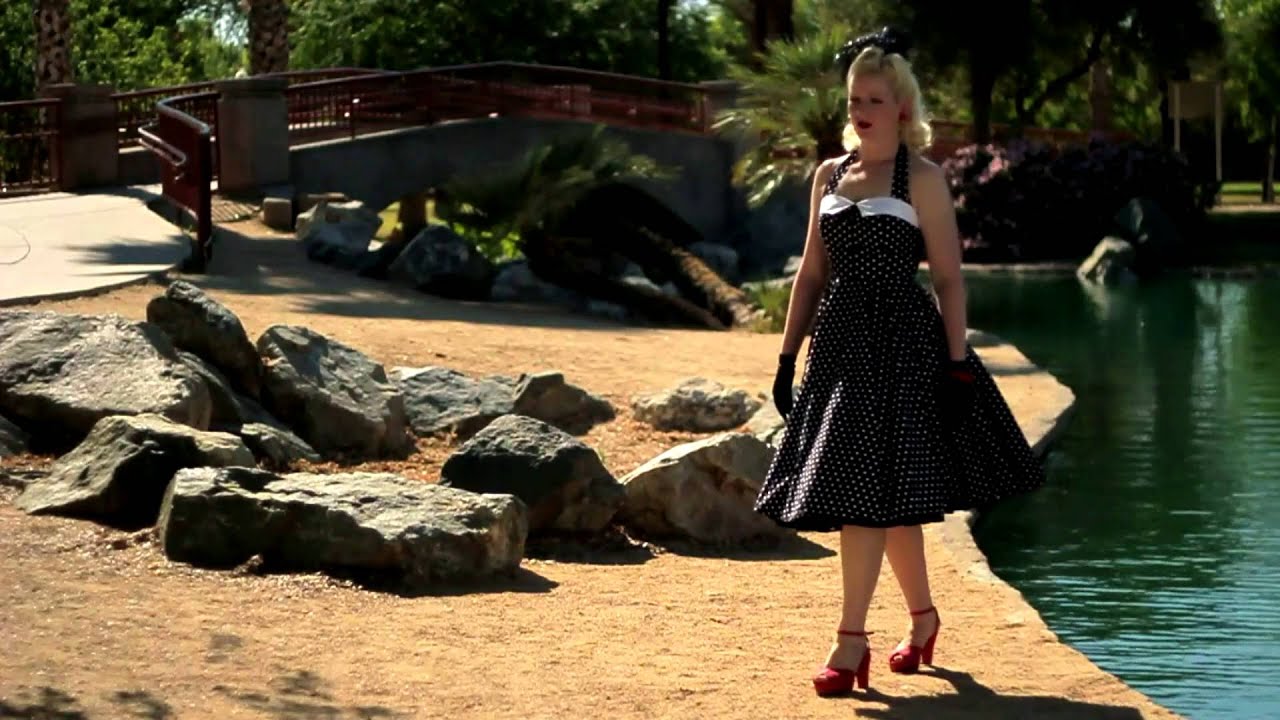 1950s Style Black and White Polka Dot Swing Dress