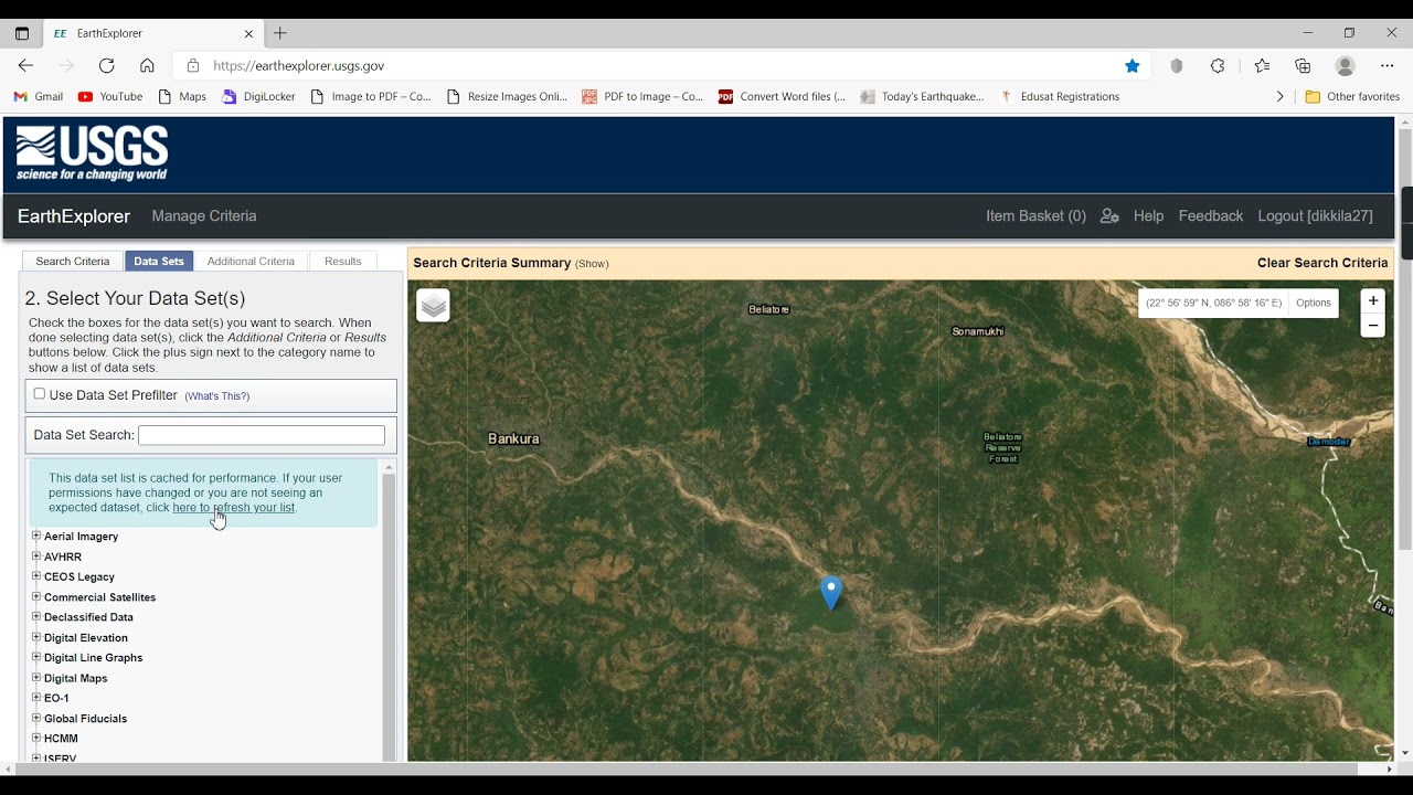 Download satellite data using path and row (USGS Earth Explorer)