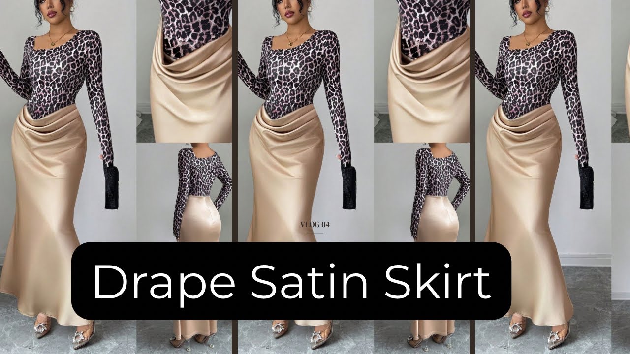 How To Sew a Draped Satin Maxi Skirt with Leopard Print Bodysuit | Elegant Two-Piece Outfit Tutorial