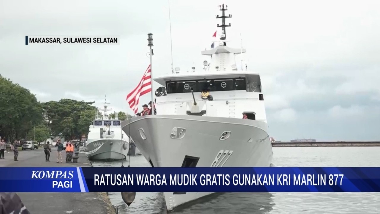 Ratusan Warga Mudik Gratis Gunakan KRI Marlin 877