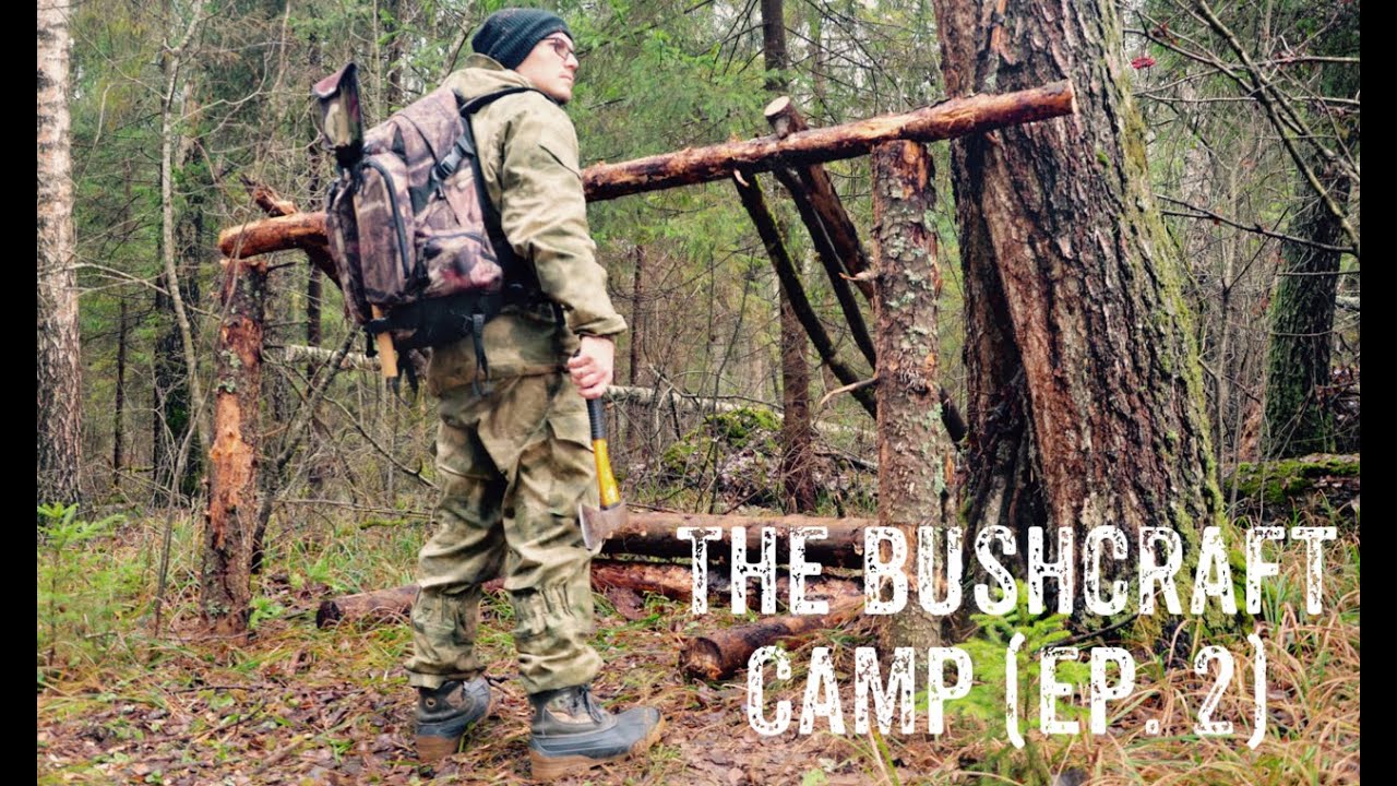 BUILDING A PRIMITIVE SHELTER WITH HAND TOOLS. BUSHCRAFT PROJECT (Ep.2)