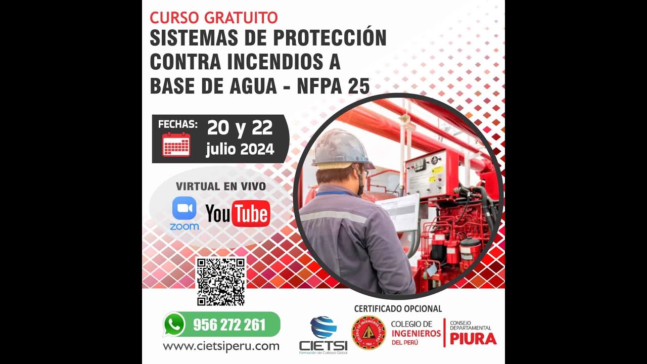 CURSO GRATUITO EN SISTEMAS DE PROTECCIÓN CONTRA INCENDIOS A BASE DE AGUA - NFPA 25 S01