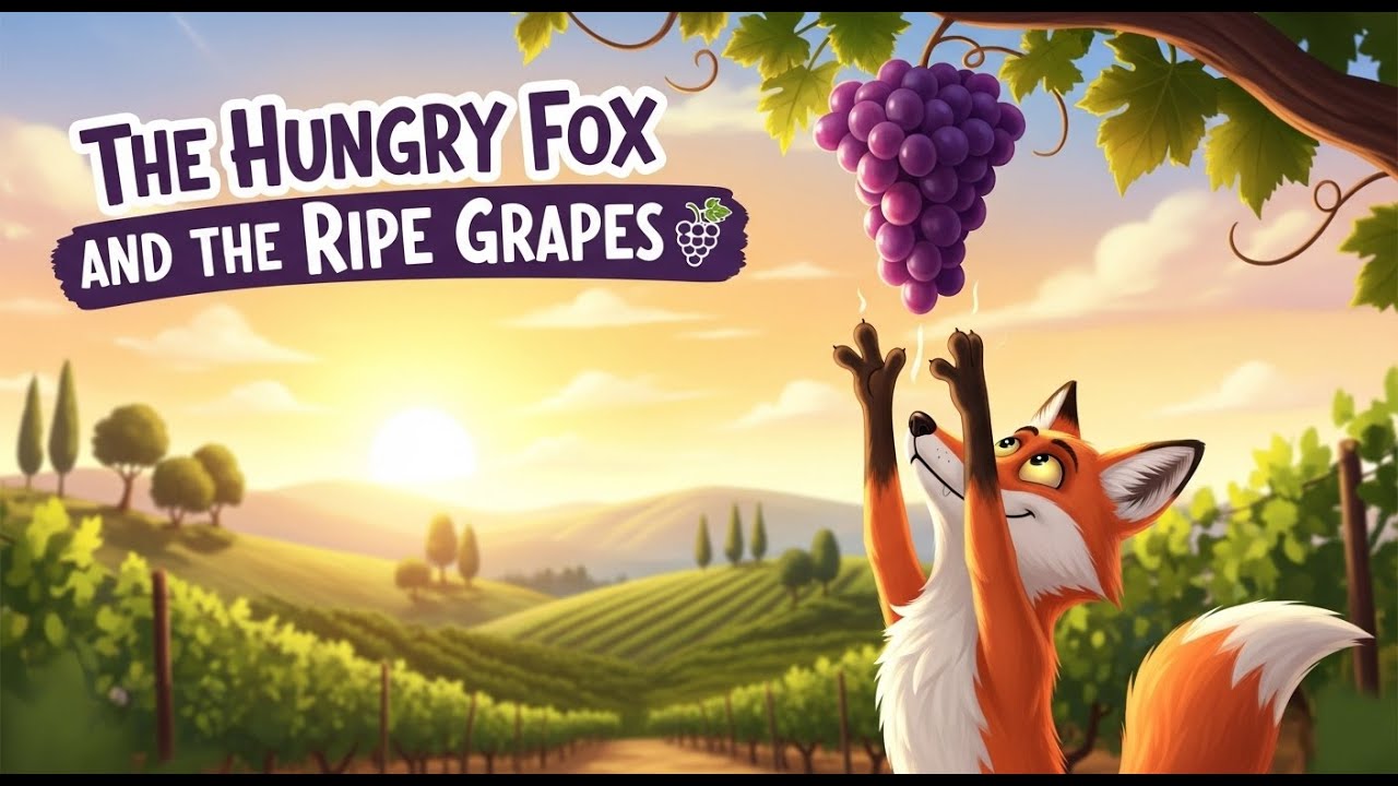 The Hungry Fox and the Ripe Grapes 🍇🦊 | Kids Moral Story | Patience & Smart Thinking