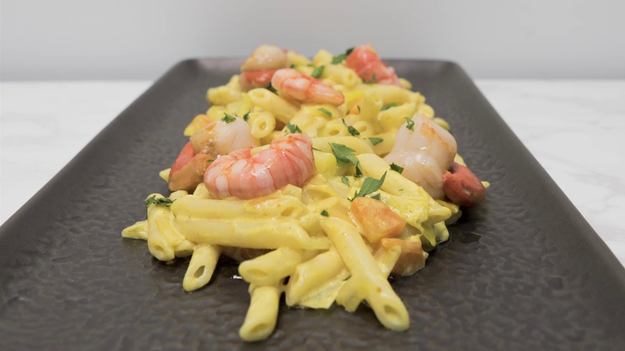 Receta paso a paso: Macarrones con vieiras y gambas