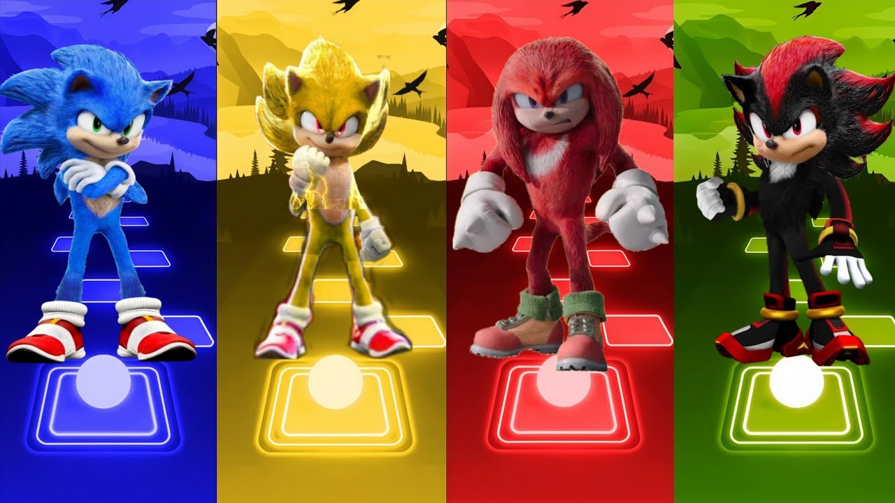 SONIC MOVIE  🆚 SUPER SONIC 🆚 KNUSCLES 🆚 SHADOW | Tiles Hop 4 Sedm rush