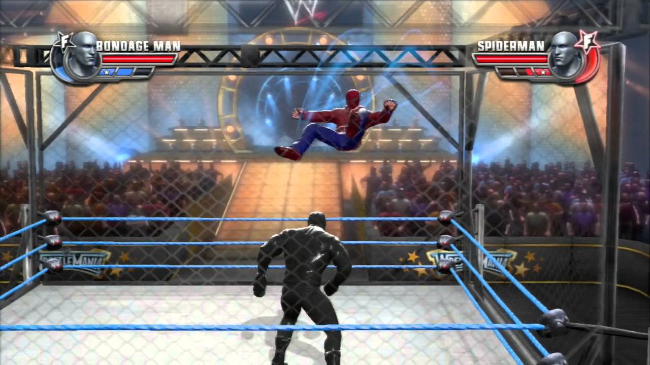 WWE All Stars (Spiderman Vs. Bondageman) (25 min. Cage Match) (HD)
