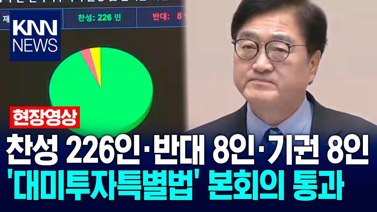 찬성 226인·반대 8인·기권 8인…'대미투자특별법' 본회의 통과 / KNN