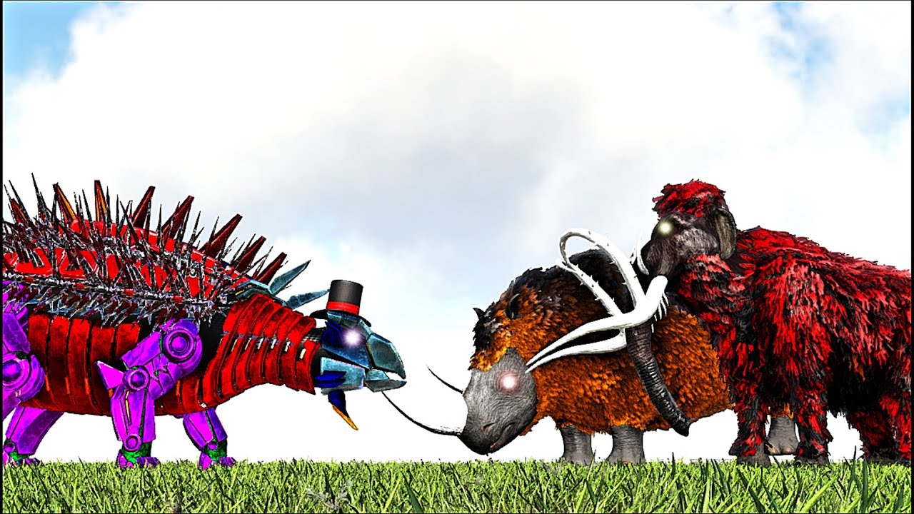 SPIKE WARDEN OF THE JUNGLE VS THE MIGHTY RHINO & MAMMOTH BOSS LVL 10.000(ARK SURVIVAL EVOLVED BATTLE