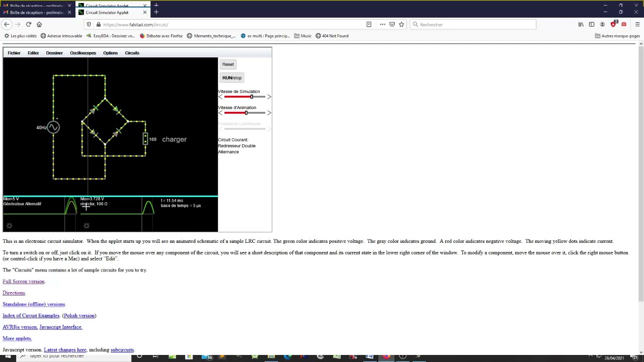 &Eacute;lectricit&eacute; \ Simulation Falstad