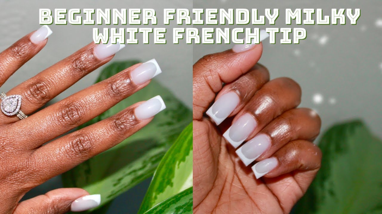SHORT MILKY WHITE FRENCH TIP NAILS | REAL-TIME ACRYLIC APPLICATION |
