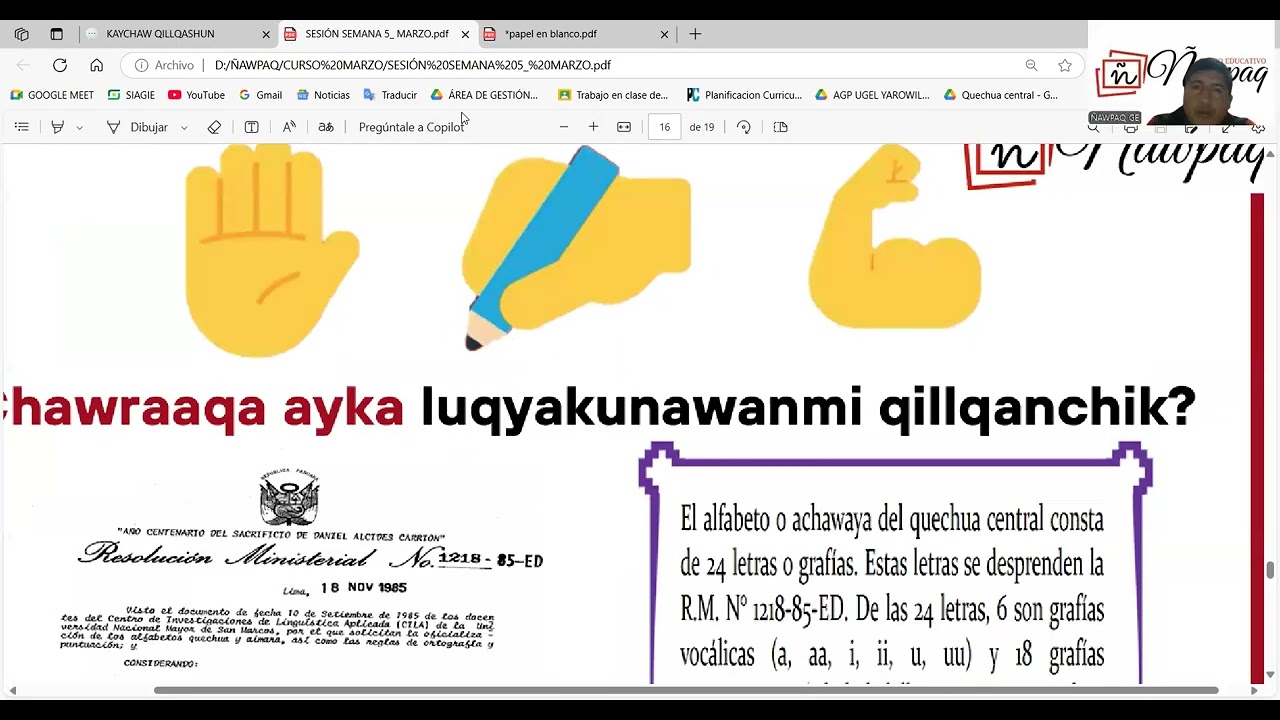 Clases de quechua central I REDES SOCIALESPA QILLQANAN I Básico - Intermedio