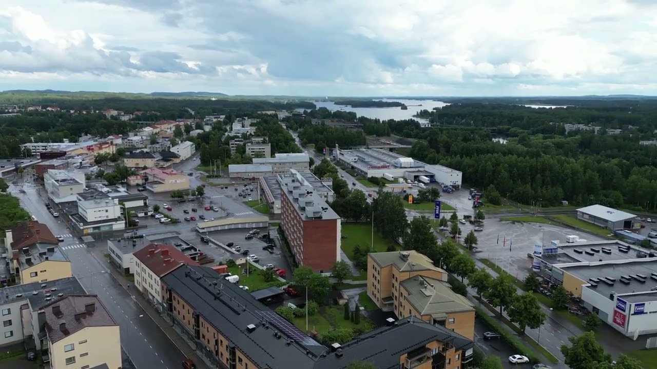 Drone flight over the industrial city of Varkaus, Eastern Finland 14.7.22 IV