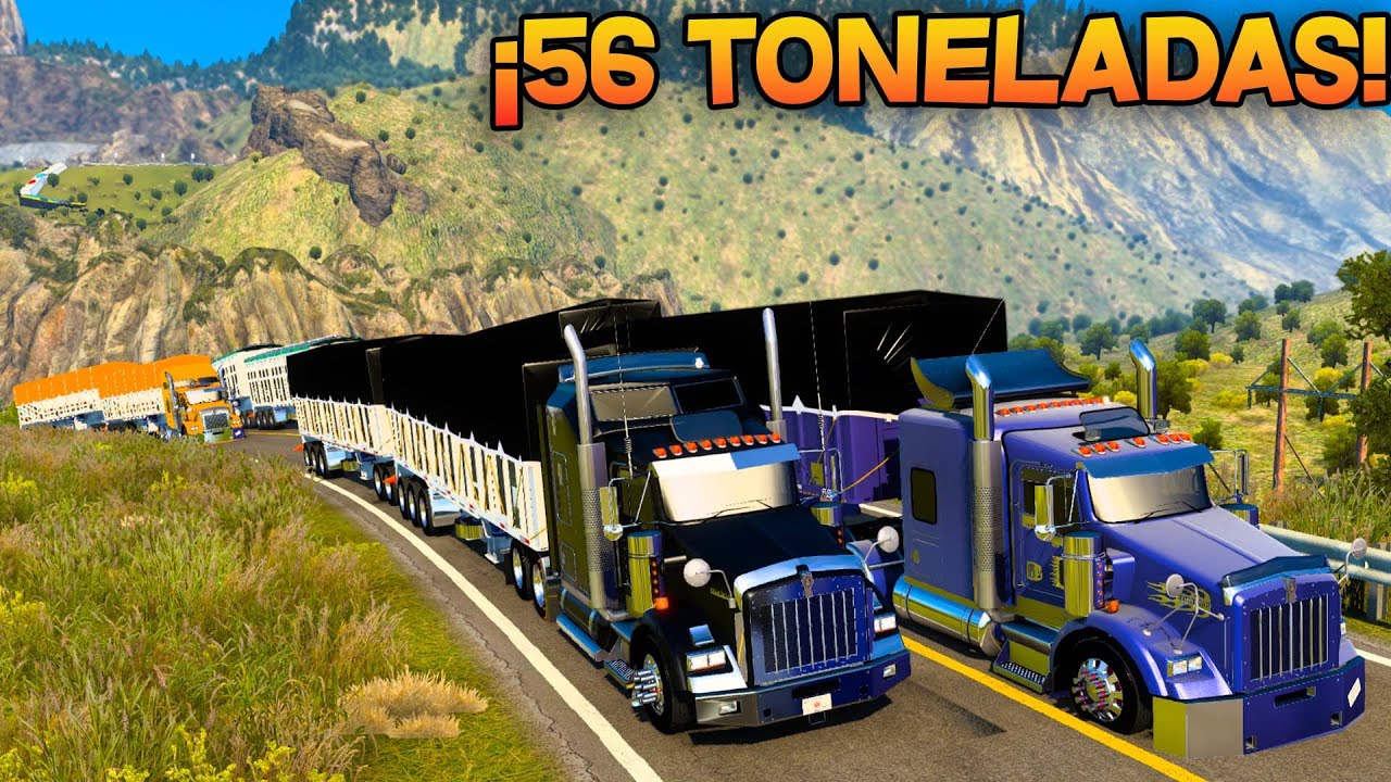¡4 CAMIONES CON DOBLE REMOLQUE Y 56 TONS DE FRIJOL! | American Truck Simulator