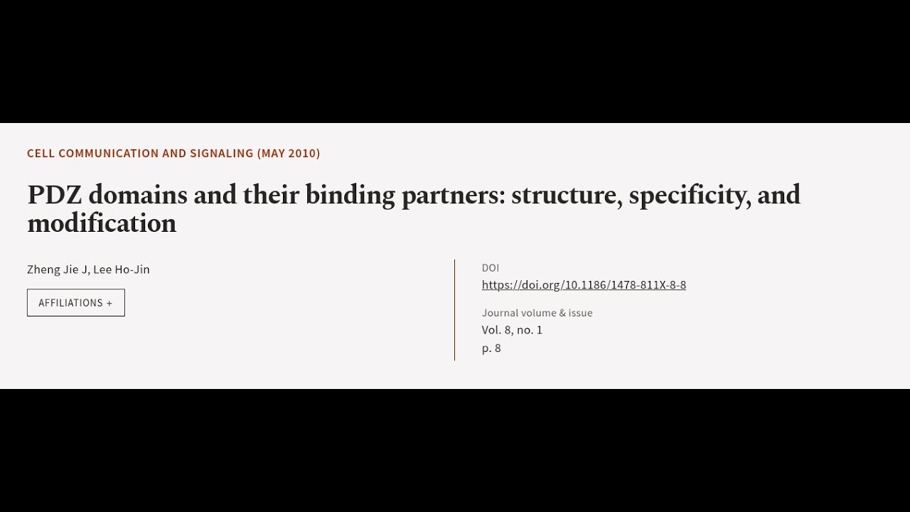PDZ domains and their binding partners: structure, specificity, and modification | RTCL.TV