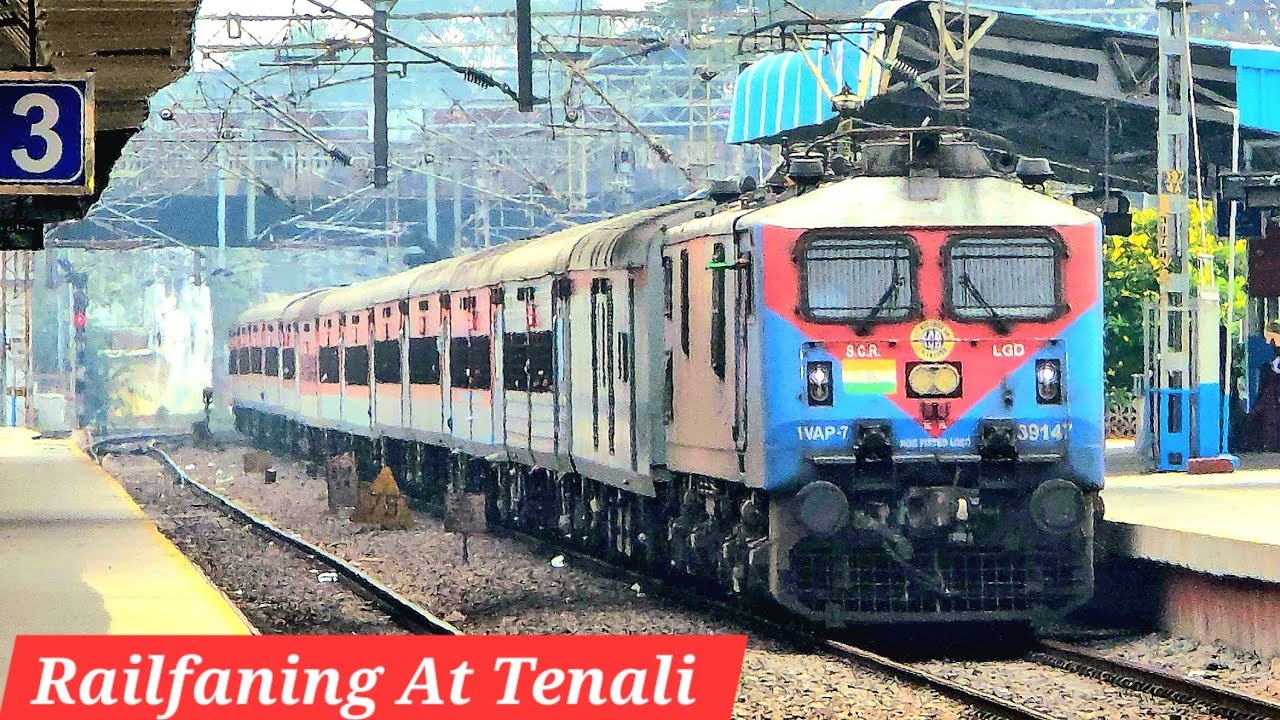 (Part-5)Railfanning At Tenali Junction  in indian Railways |HiGH SPEED +Arriving & Departure Trains
