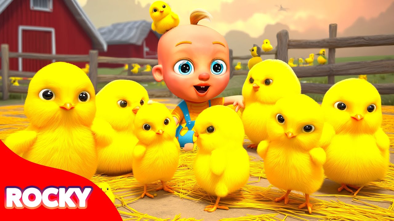🐥Pintinho Amarelinho - Músicas Infantis com Bebê Rocky Mundo de Cores em Português